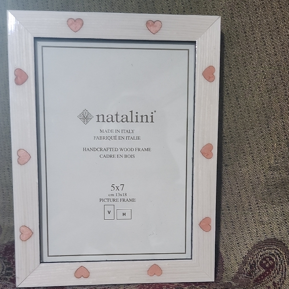 White Frame with Pink Heart Accents